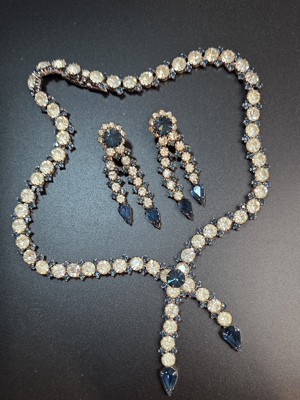 Rare Vintage Rhinestone jewelry set, likely from the 1940s or 1950s! Stunning!